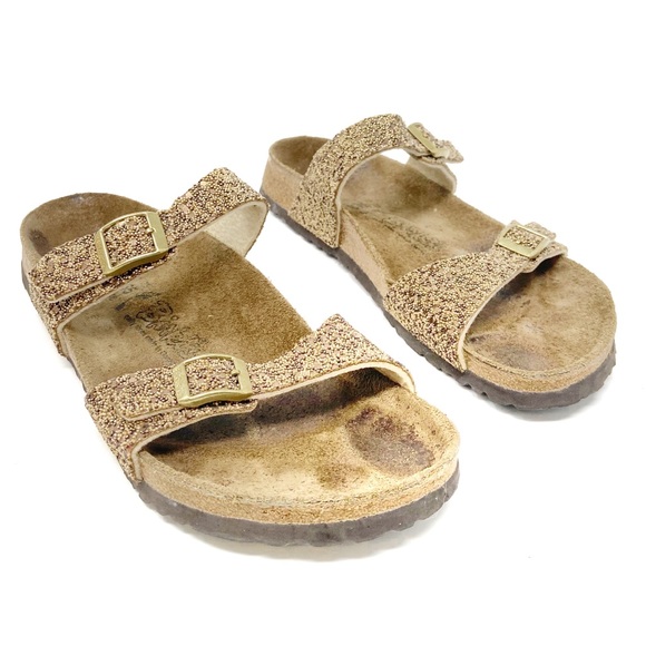 glitter two strap sandals